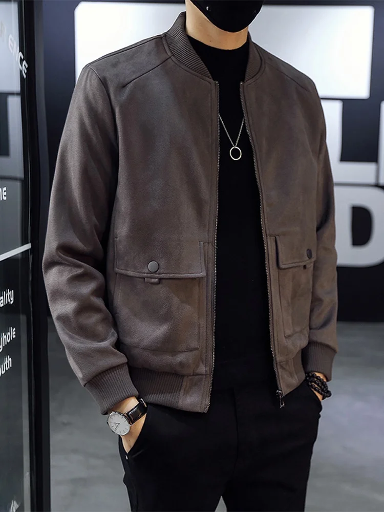 

Trendy Men's Suede Jaet Autumn Winter 2025 New Sle Slim Fit Baseball Pilot Jaet Youth ular Polyester Fiber Zipper Cl...