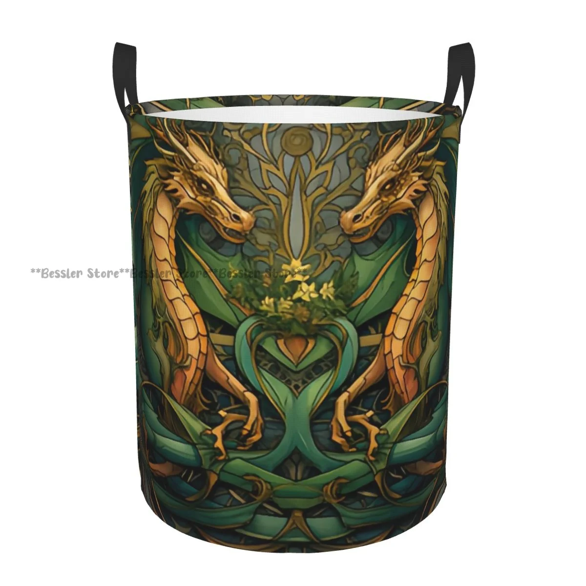 

Ancient Dragons With Scales Laundry Basket Folding Dirty Clothes Toys Storage Bucket Household