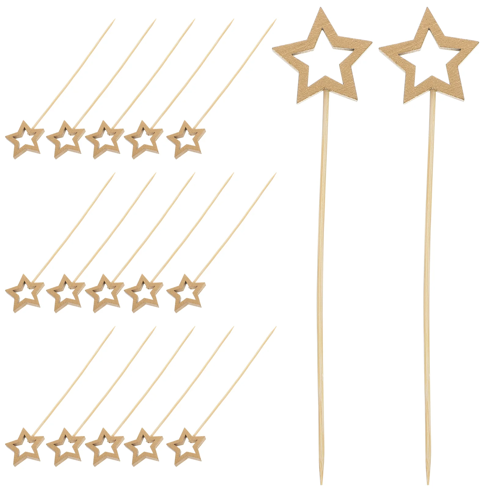 50 Pcs Christmas Five-pointed Star Skewers Cup Toppers Fruits Eating Sticks Picks Bamboo Food Cocktail Cake Toothpicks Shape