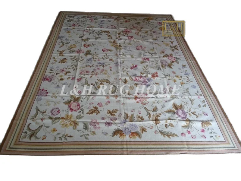 Free shipping 9'x12'  Aubusson rugs woolen carpets red design, French Aubusson Carpet, handwoven carpet