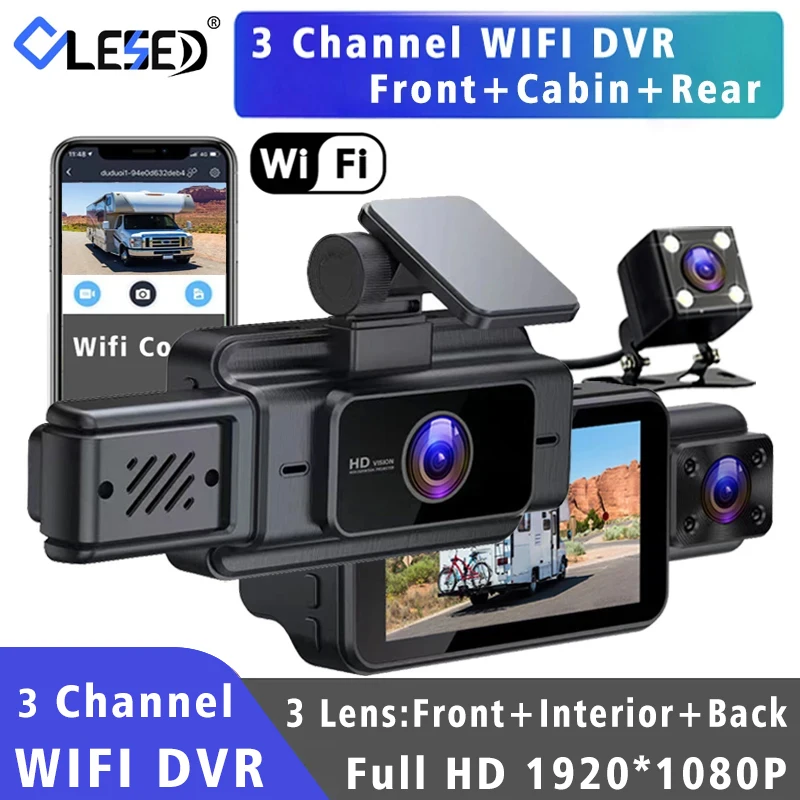 Wifi 3 Channel Dash Cam Cabin Len Car Dvr HD1080P Interior Camera Vehicle Recorder Video Registrator Dashcam Camcorder Black Box