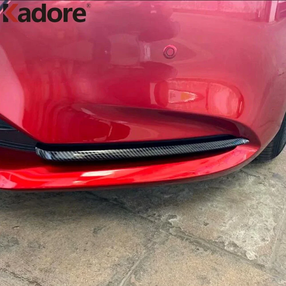 For Mazda 6 Atenza 2019-2022 2023 2024 Carbon Fiber Front Bumper Fog Light Lamp Cover Trim Foglight Eyebrow Strips Car Styling