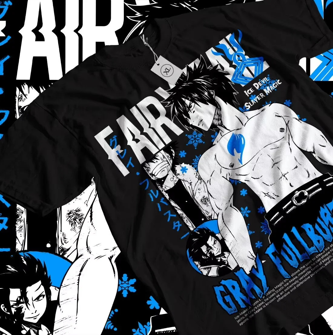 Fairy Tail T-Shirt Gray Fullbuster Ice Devil Slayer Print Short Sleeve Tee Unisex Streetwear Tops Summer Casual Anime Merch