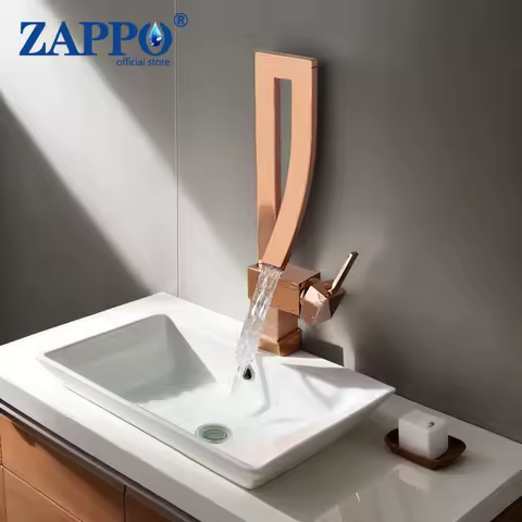 ZAPPO Waterfall Bathroom Faucet Single Handle Faucet with Rotatable Spout Deck Mounted Hot and Cold Water Mixer Commercial Tap