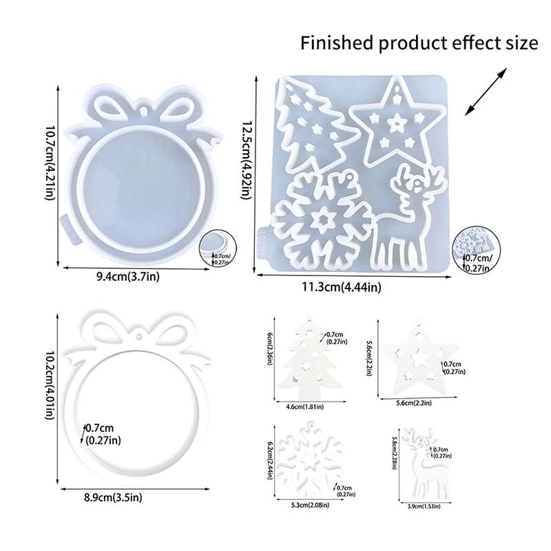 2 unids/set decoración navideña molde de silicona DIY árbol de Navidad colgante arco círculo copo de nieve alce casa molde de yeso regalo hecho a mano