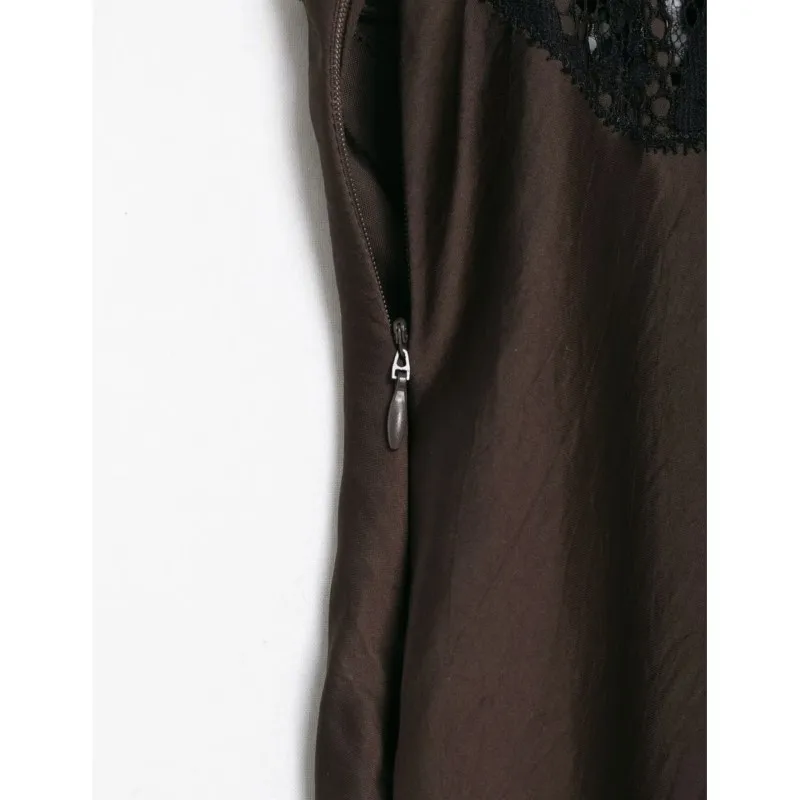 Robe mi-longue en dentelle et Satin pour femmes, Sexy, dos nu, fines bretelles, ourlet asymétrique, élégante, Chic, printemps automne