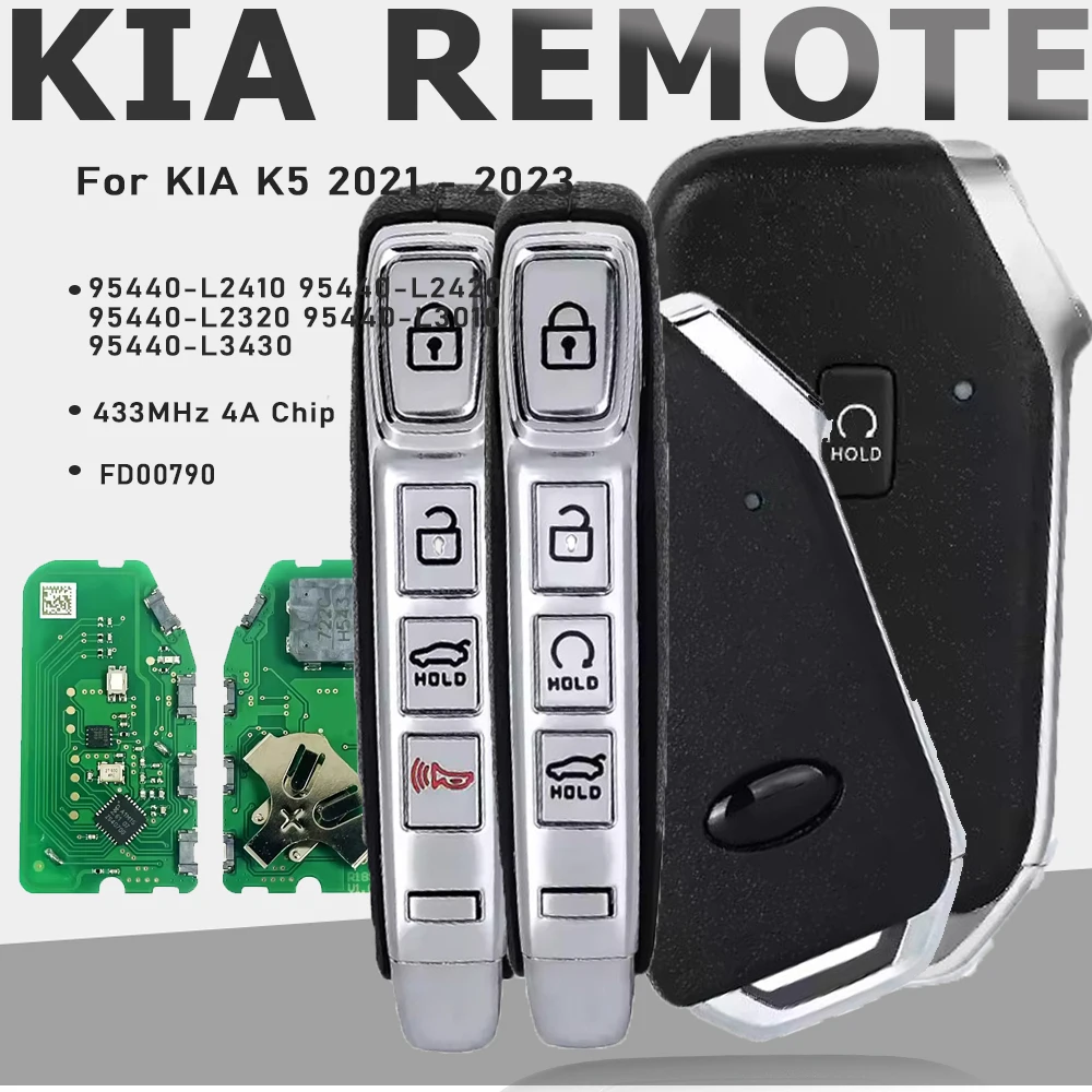 

95440-L2410 95440-L2420 95440-L2320 95440-L3010 95440-L3430 95440-L3020 Smart Remote Key Fob 4A 433Mhz For KIA K5 2021 2022