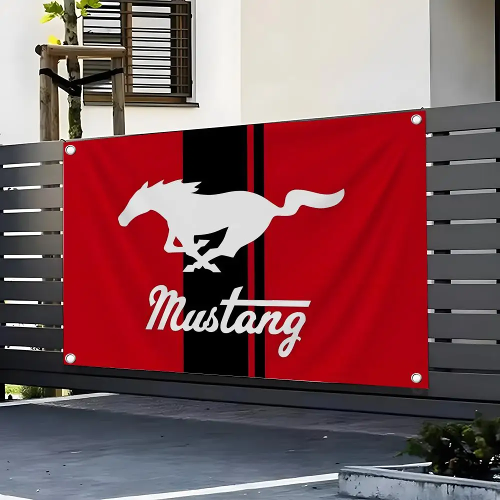 Flags Banner wall hanging background art banners, suitable for bedrooms, family living rooms and outdoor decoration. M-Mustang