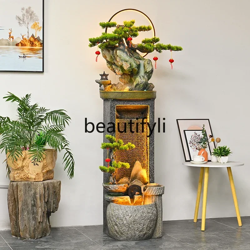 Chinese-style alpine waterscape lucky landing flowing water ornament next to the TV cabinet housewarming gift