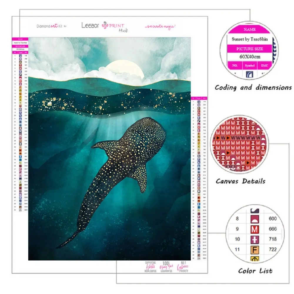 5D DIY Full Diamond Nature Blue Whale Mosaic Rhinestone Inlay Cross Stitch Set Art Modern Living Room Home Decoration Wall Art