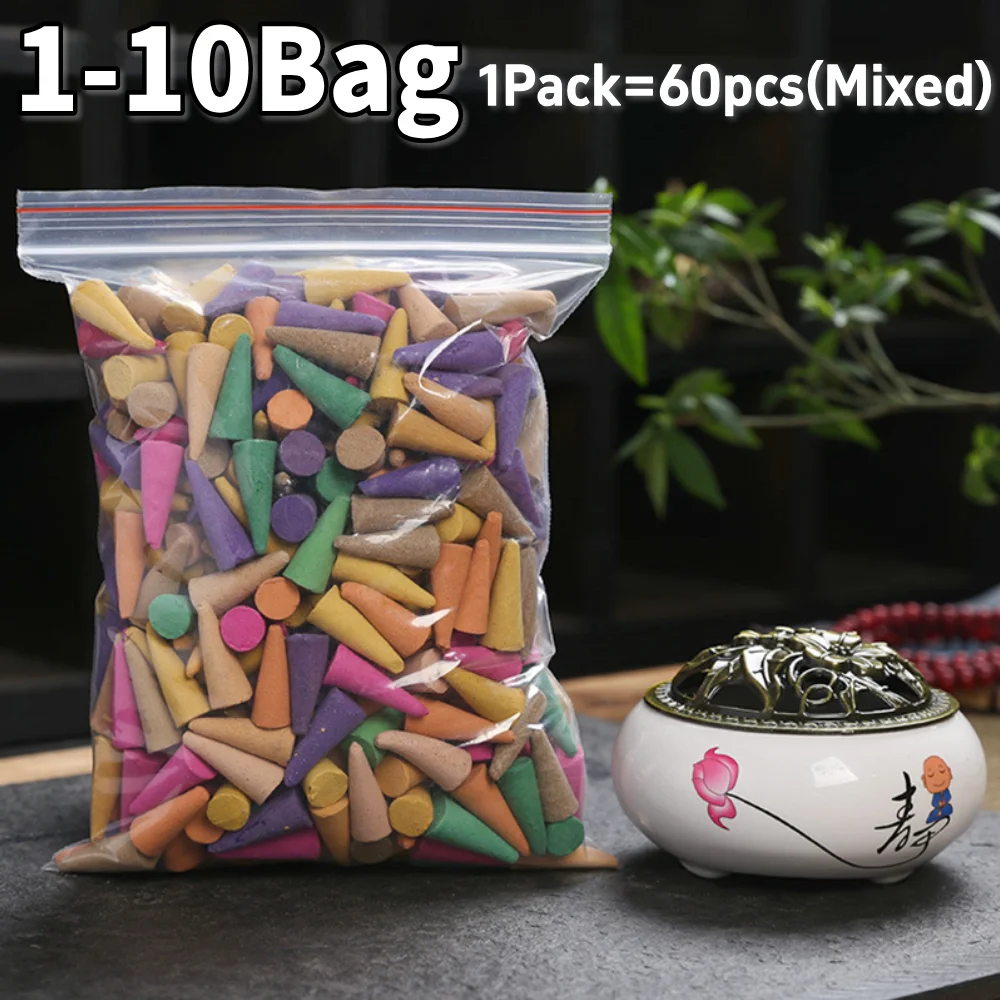 Cônes d'encens colorés, dissolvant d'odeurs, soulagement de l'anxiété, parfum, pour salon et chambre à coucher, 60 à 600 pièces