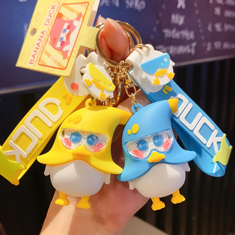 Fun Cartoon Cute Banana Duck Doll Keychain Korean Cute Ins Bag Backpack Decoration Pendant Creative Exquisite Car Key Ring Gift