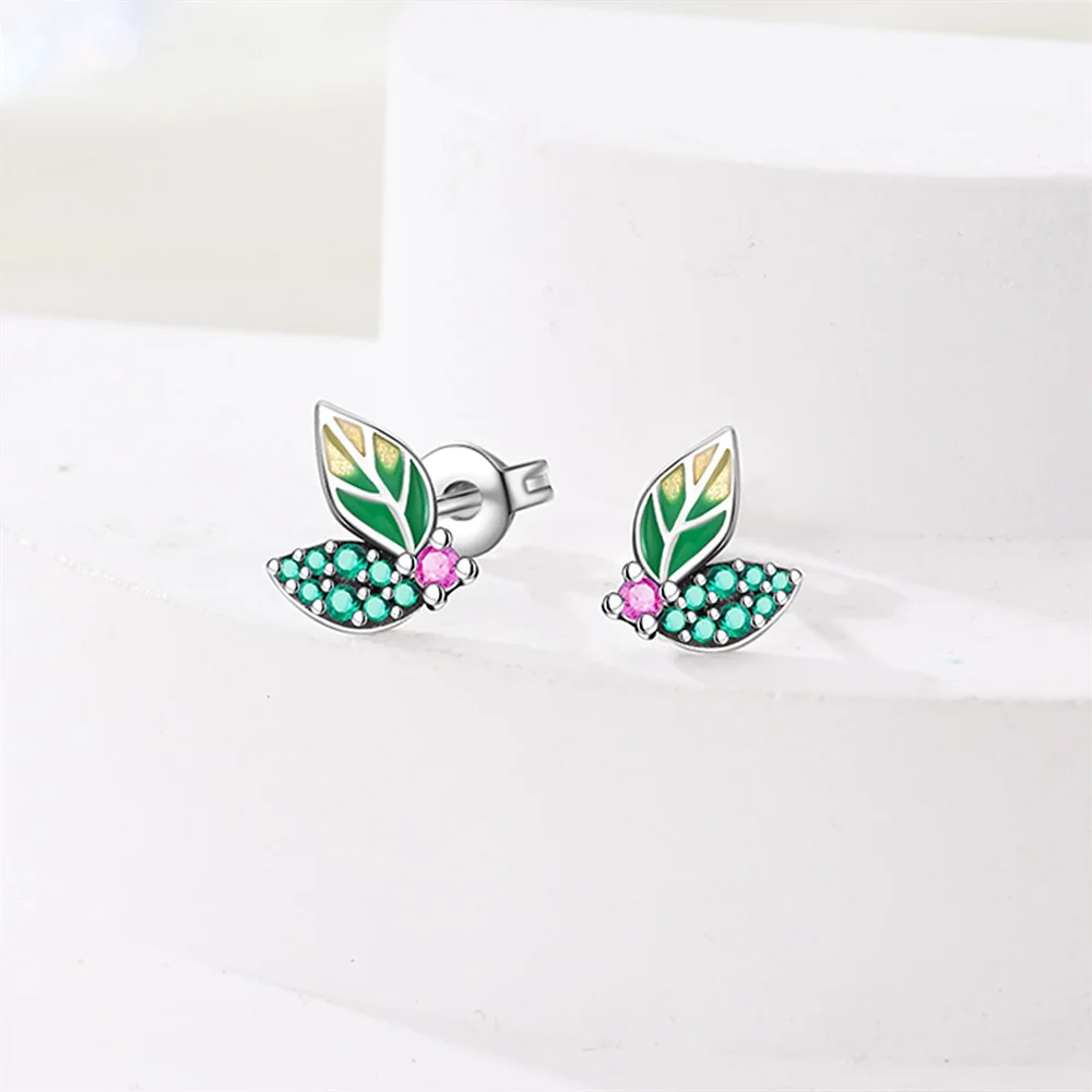 

Earrings 925 Silver Blue Conch Shell Mermaid Earrings Green Leaf Hydrangea Hoop Earrings Woman Fine Birthday Party Jewelry Gifts