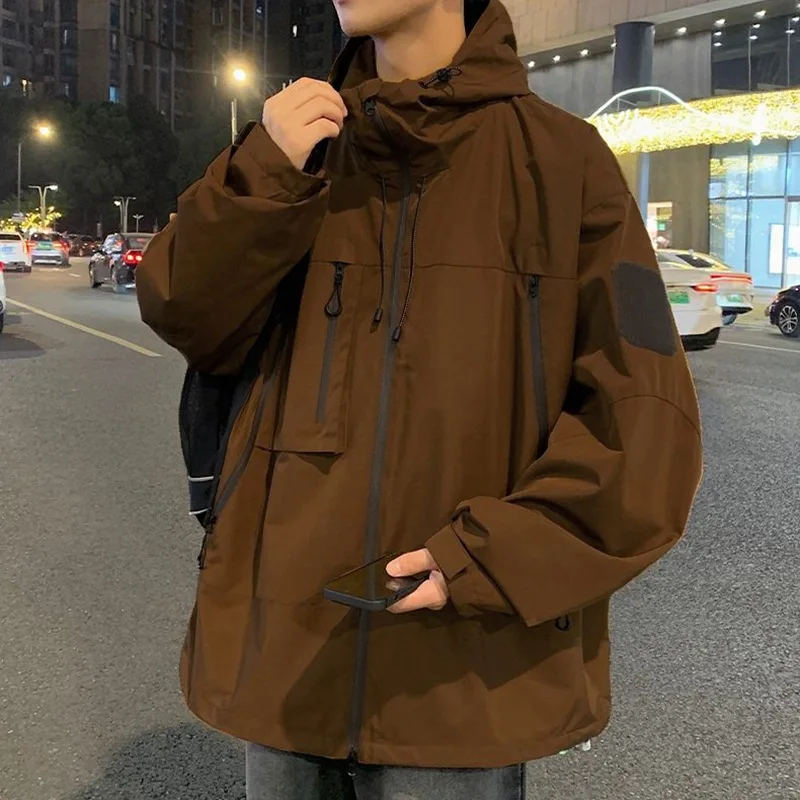 Couple Clothing Spring Autumn Cargo Jacket Zipper Sweatshirt Hooded Windbreaker Men's Women's Coats Outdoor Trench Coat New