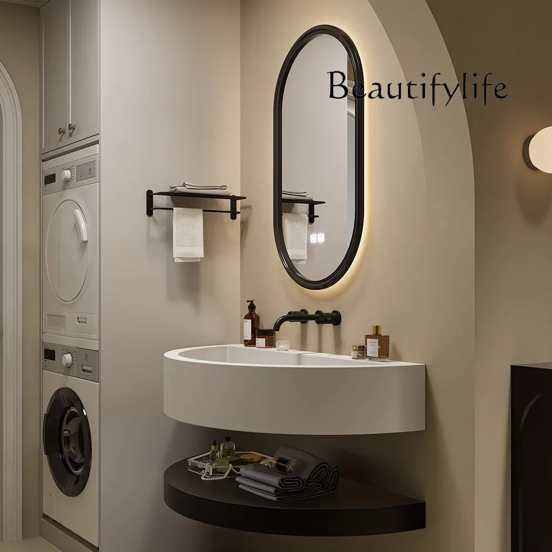 Italian minimalist semi-circular arc bathroom cabinet new integrated basin washbasin small apartment pretty