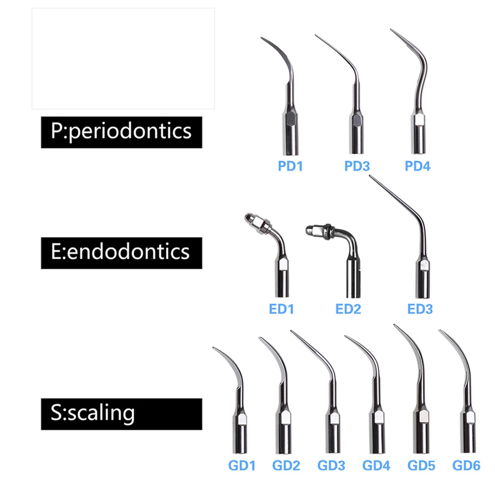 

Dental Ultrasonic Scaler Tips Scaling Perio Tip Fit SATELEC DTE G P Dentist Teeth Whitening Tools