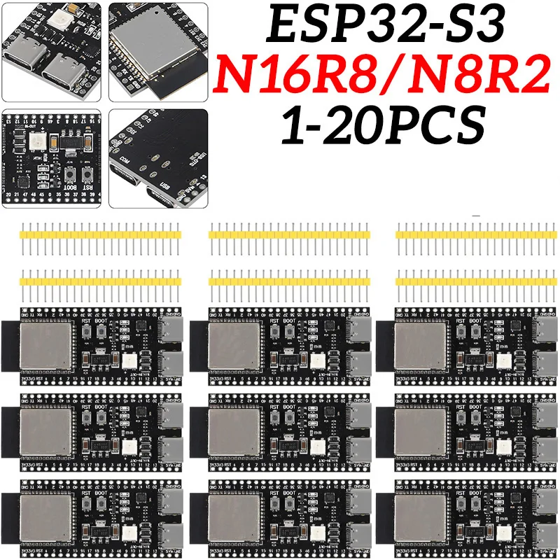 1-10PCS ESP32-S3-Dev-Kit-C-1 ESP32-S3 WiFi Bluetooth-compatible BLE 5.0 Mesh Development Board ESP32 Wireless Module for Arduino