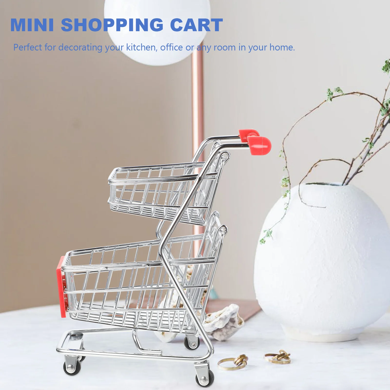 Mini carrito de compras, juguetes para niños, modelo para niños, adornos de escritorio, modos de hierro forjado, cesta de regalo grande