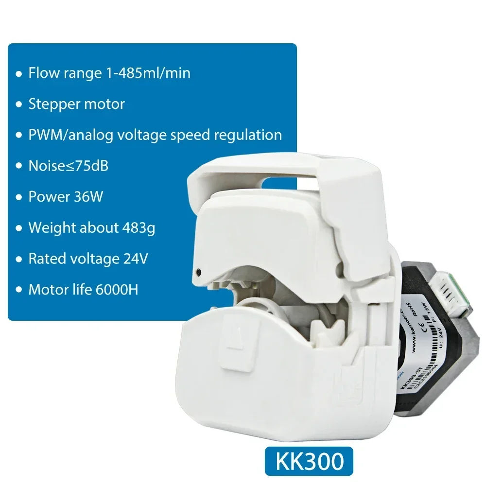 

24V 485ml/min KK300 Peristaltic Pump Stepper Motor Self-priming Pumps with Transformers Pump Head Laboratory Dosing Pump