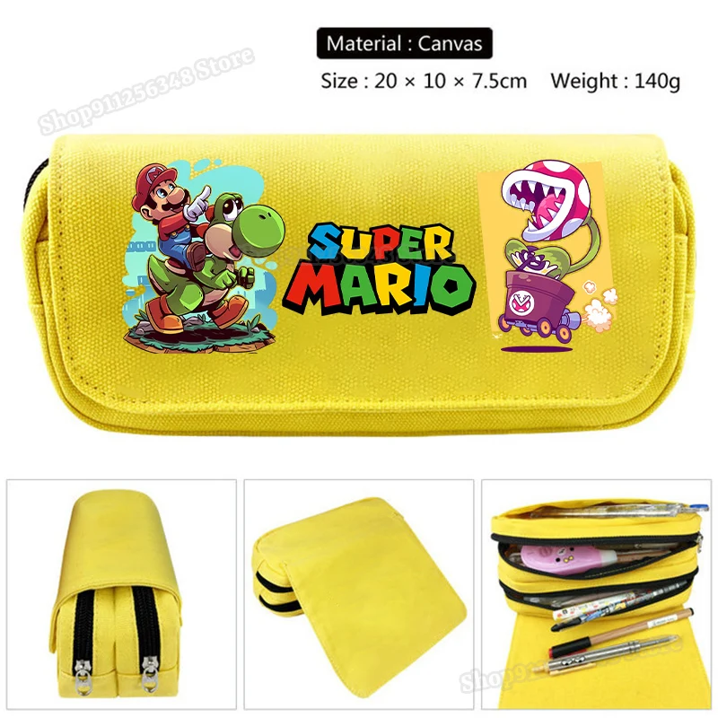 Super Mario Bros-estuche de lápices de gran capacidad, estuche de lápices de dibujos animados, bolsa de almacenamiento de papelería para