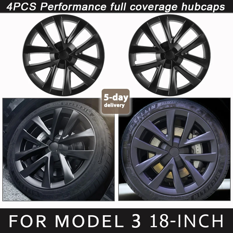 

4PCS HubCap for Car Replacement Tesla Model 3 18 Inch Wheel Cap Automobile Hub cap Full Rim Cover Accessories Wheel Parts 2023