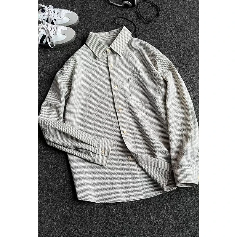 Men Shirts Clothing Spring New Big And Tall Plaid Long Sleeve Button Down Shirt For Men Casual Style