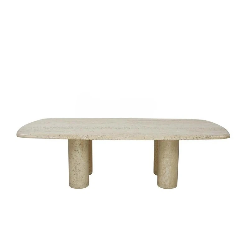 

Italian Nordic natural travertine large household dining table, conference room reception long table