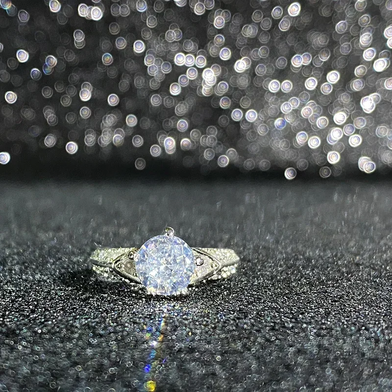 MDL Moissanit1 نمط هونج كونج شنت 1.0Ct نفس خاتم الزواج الماس الوردي 18 كيلو مطلي شعور عالي الجودة