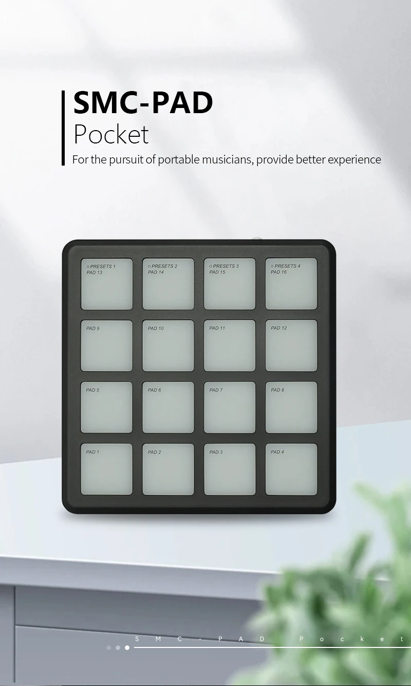 M-VAVE SMC-PAD لوحة الجيب المحمولة اللاسلكية ميدي تحكم 16 منصات مناسبة قرع DJ الموسيقى منظم لوحة المفاتيح تحكم #3