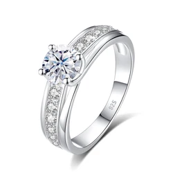 Anillo de moissanita de 1ct a 2ct, joyería de boda de plata 100% 925, probador de diamantes, regalo femenino