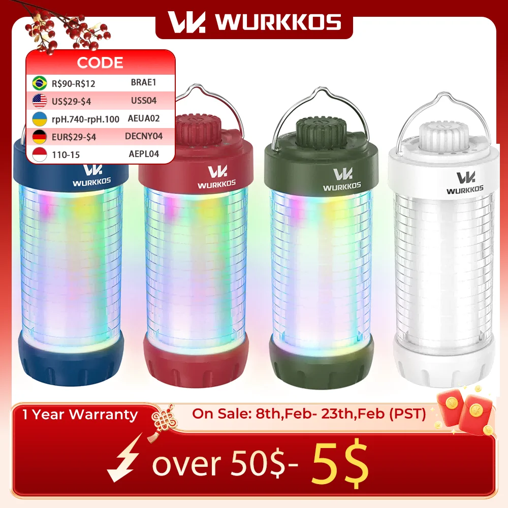 

Wurkkos CL01 Shipped locally for lightning-fast delivery Camping Lantern 550LM Rechargeable LED Flashlight Mini Magnetic Lamp