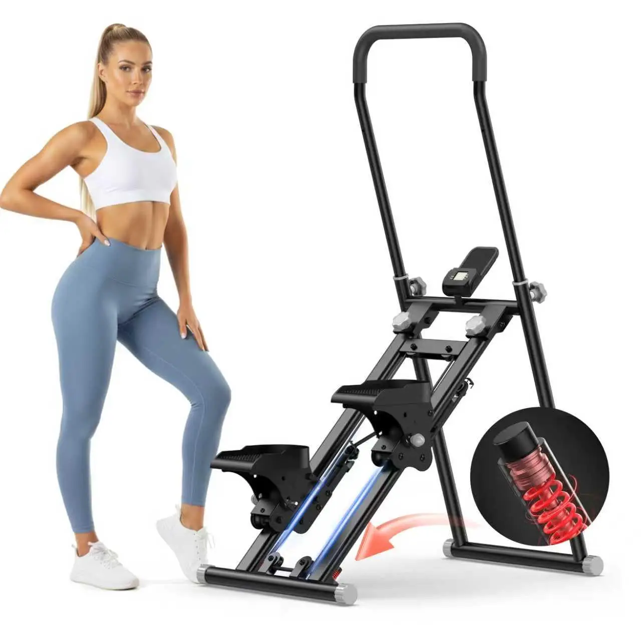 Stair Stepper for Home Gym Exercise, New Version Compact Folding Stair Climber with Quiet Shock-Absorbing Spring