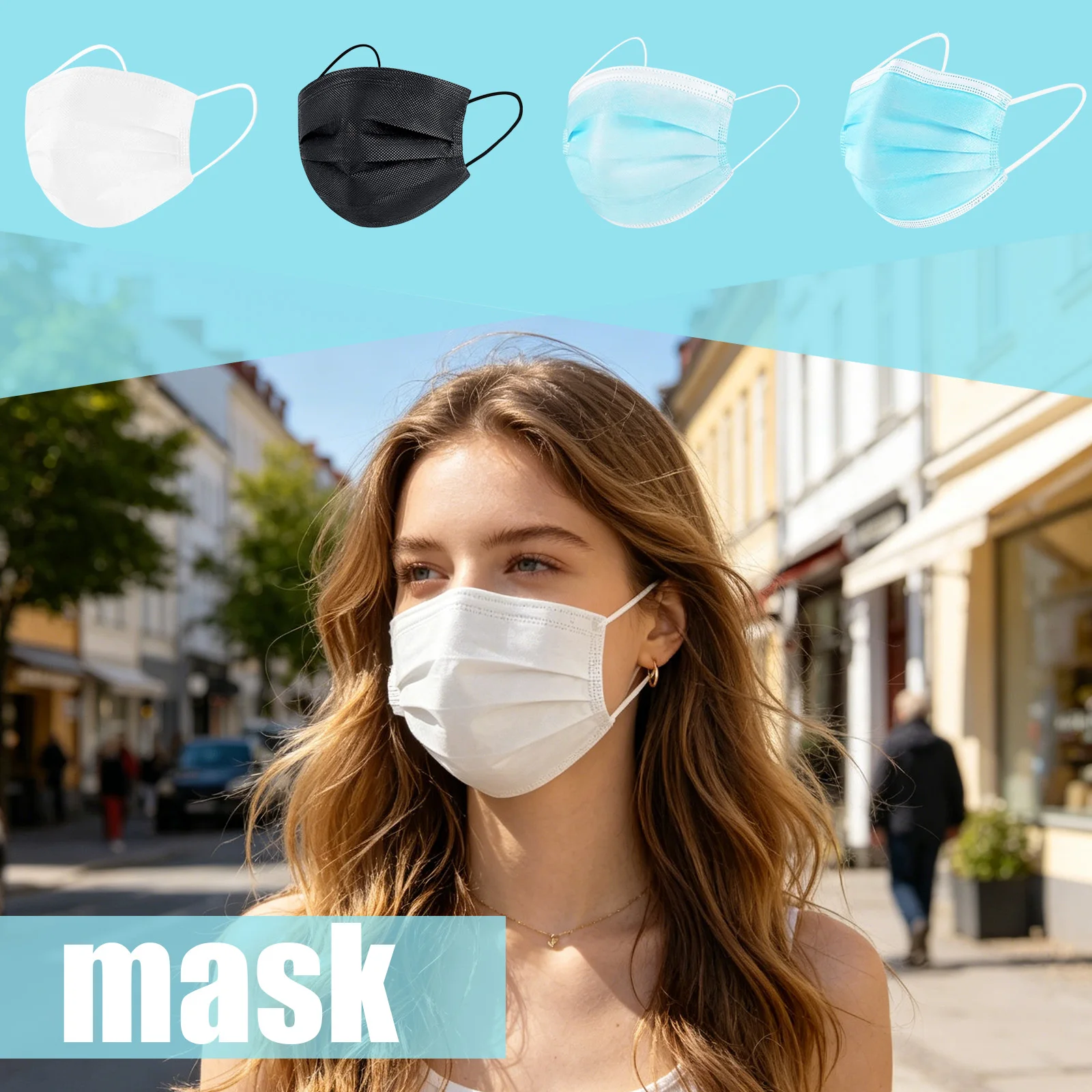 50pcs Disposable Thicken Three-layer Face Masks Safe Protective Elastic Ear Loop Face Mask Casual Outdoor Anti-Dust Masks