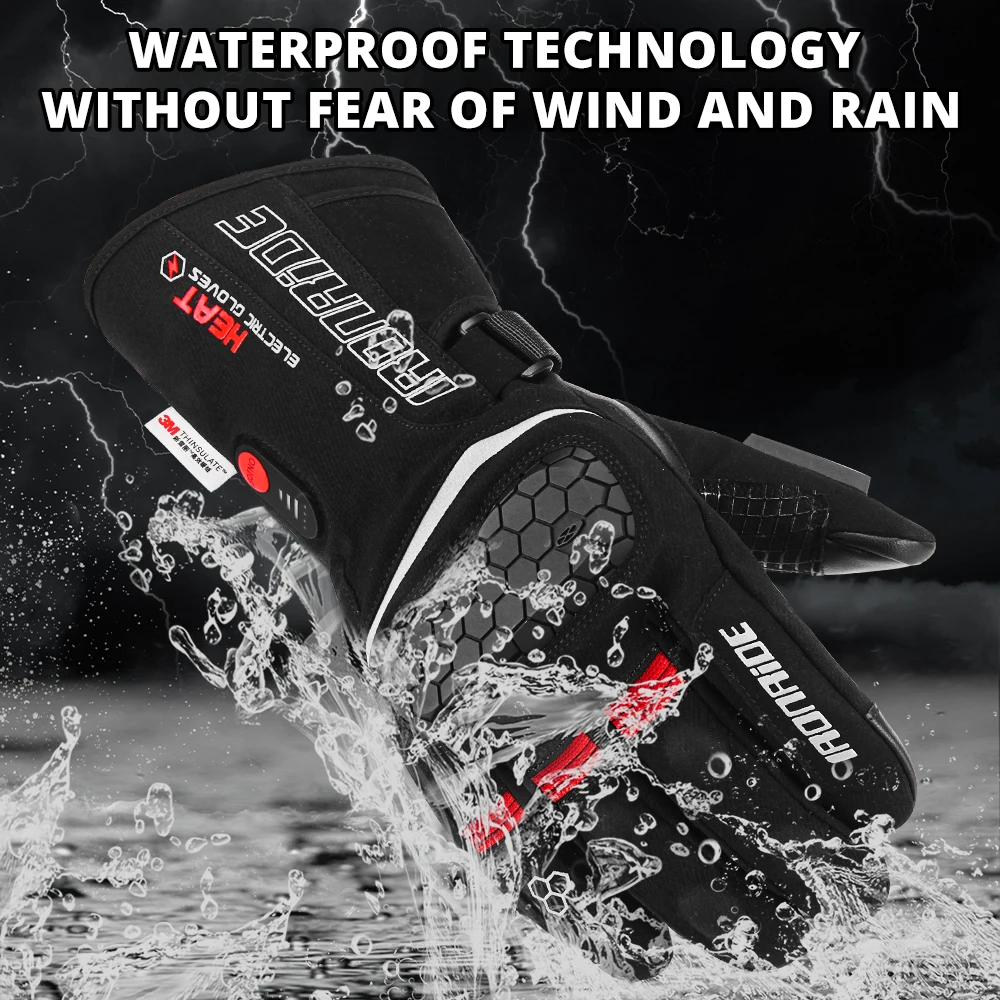 Motorcycle Riding Gloves, Lithium Battery Powered Warm Gloves, Outdoor Waterproof, Winter