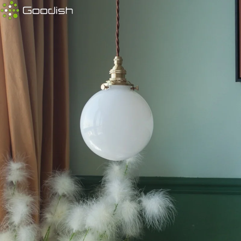 

Современный минималистичный светодиодный подвесной светильник, винтажный кремовый стеклянный шар, креативный комнатный светильник для гостиной, украшение дома, люстра