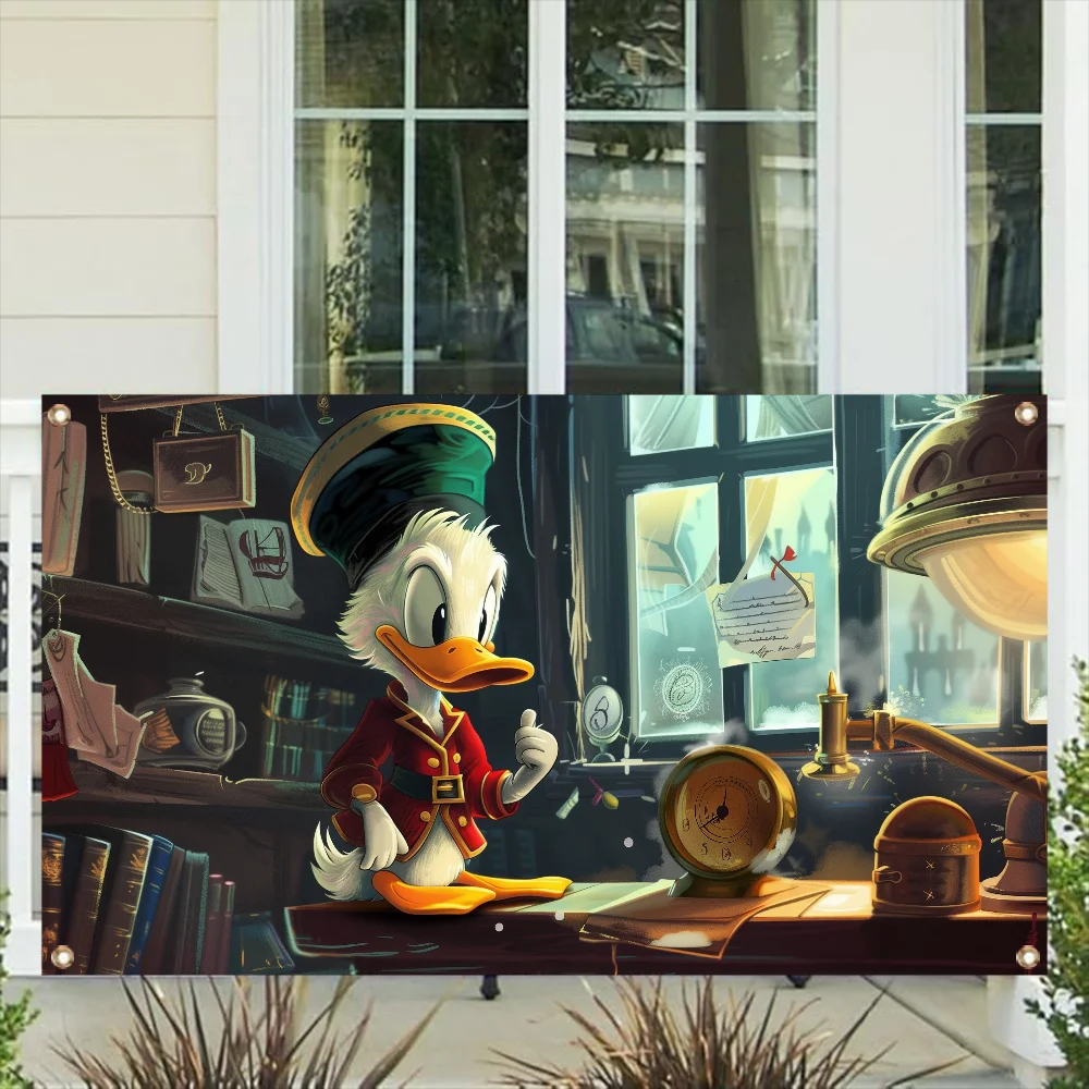 Four Hole Single Sided Flag Polyester Disney Scrooge McDuck Room Decor Y2k Outdoor Decorations Funny Flags and Banners Garden