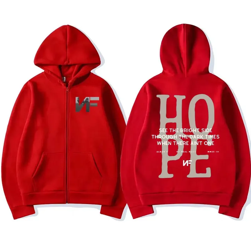 Rapper NF Hope Tracklist Zipper Hoodies Hope Album Tour Vintage Style Zip Up Hoodie Men Women Fashion Oversized Sweatshirt Coats