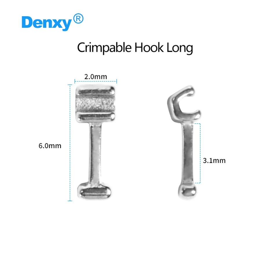 Denxy 50 Stück Zahnmedizinische Quetschbare Haken, Kurz/Mittel/Lang, für Kieferorthopädische Brackets, Zahnspangen, Zahnarztpraxis – Detail 10