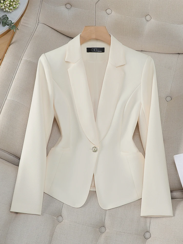 

Модный женский пиджак/жакет абрикосового, черного и синего цветов