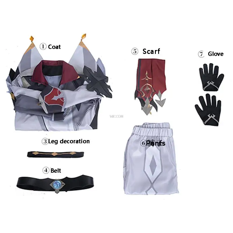 Costume de Cosplay Anime Genshin Impact Tartaglia pour Homme, Uniforme avec Perruque, Vêtements d'Halloween et de ixde Noël pour Enfant