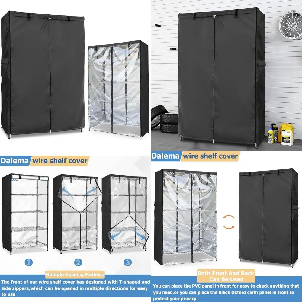 

Heavy-Duty 600D Outdoor Storage Shelf Cover, 48x18x72, Dustproof with Zipper and Clear Front