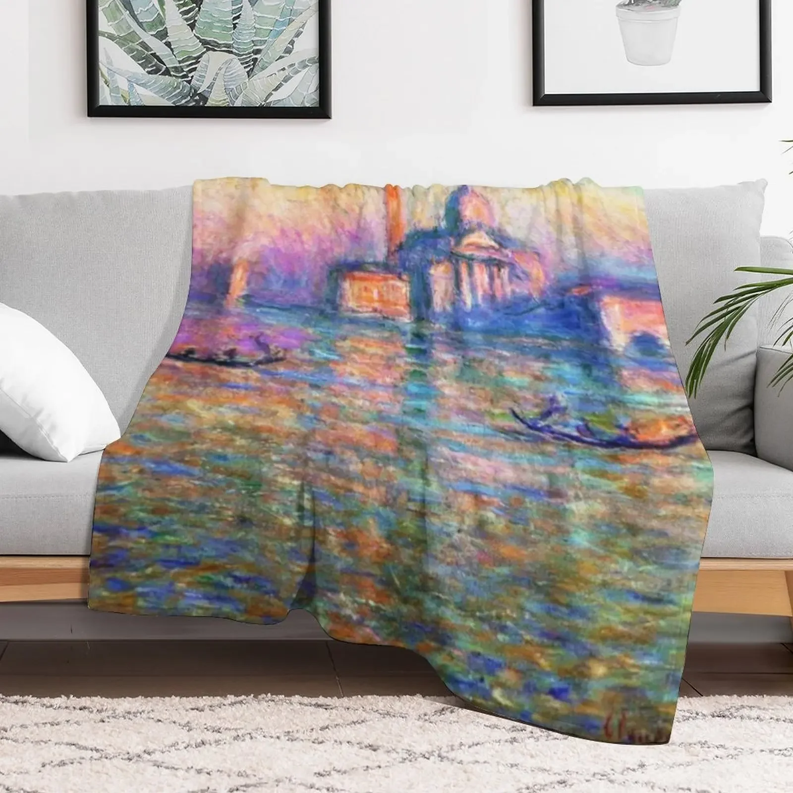 Claude Monet | Church of San Giorgio Maggiore at Dusk Throw Blanket Furrys Hairys Blankets