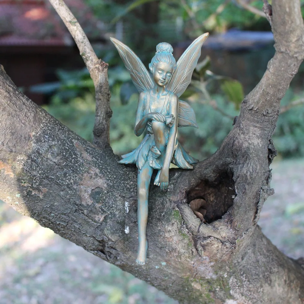 

Креативная ретро-фигурка сидящей цветочницы, статуэтка из смолы ручной работы с крыльями ангела, забавная скульптура феи в подарок друзьям