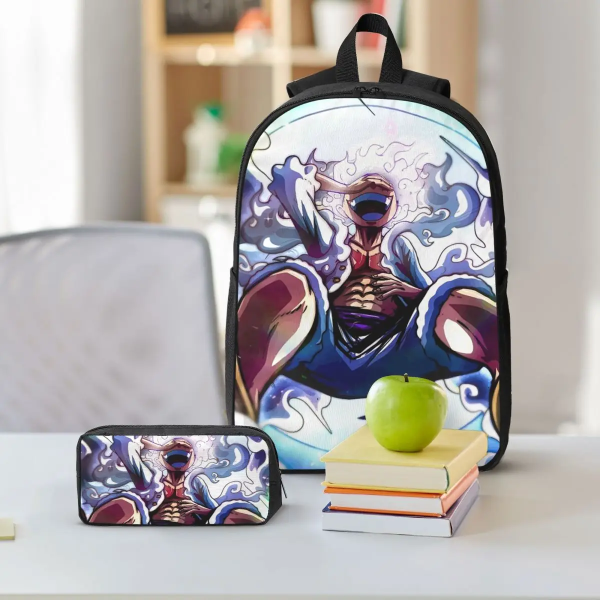 Luffy in gear 5 mochila estudante meninos meninas bookbag saco de escola portátil sacos de ombro 3ps isolado almoço saco lápis caso