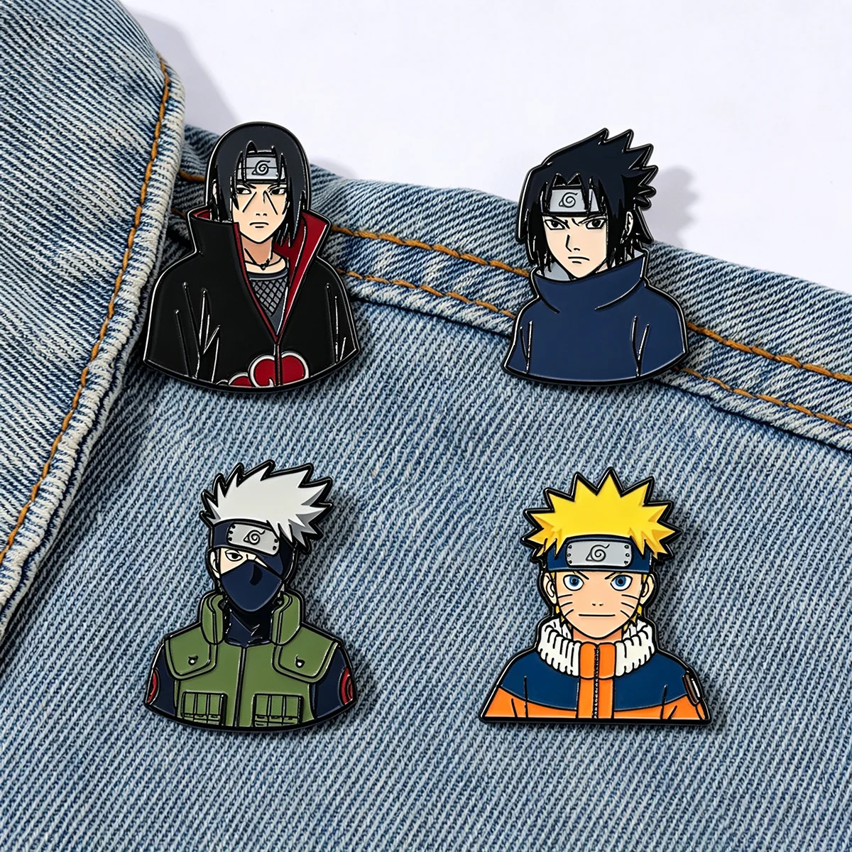 4Pcs/Set Anime Character Enamel Brooch Cartoon Kakashi Metal Badge Backpack Lapel Pin Cosplay Jewelry Accessories Fan Gift