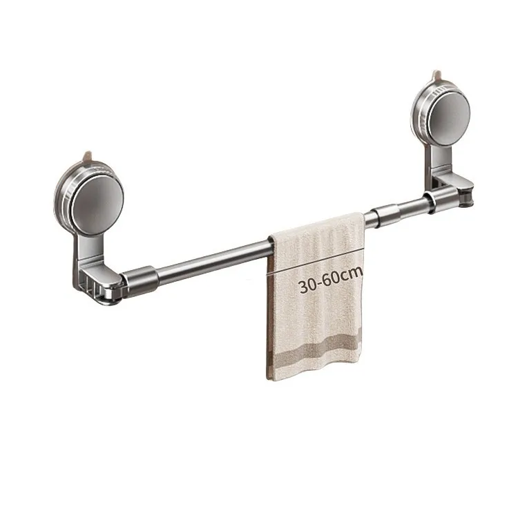 Stretchable Towel Rack Suction Cup Towel Bar Holder Without Drilling Hole Wall Mounted  Towel Rack Kitchen Pot Cover Rack