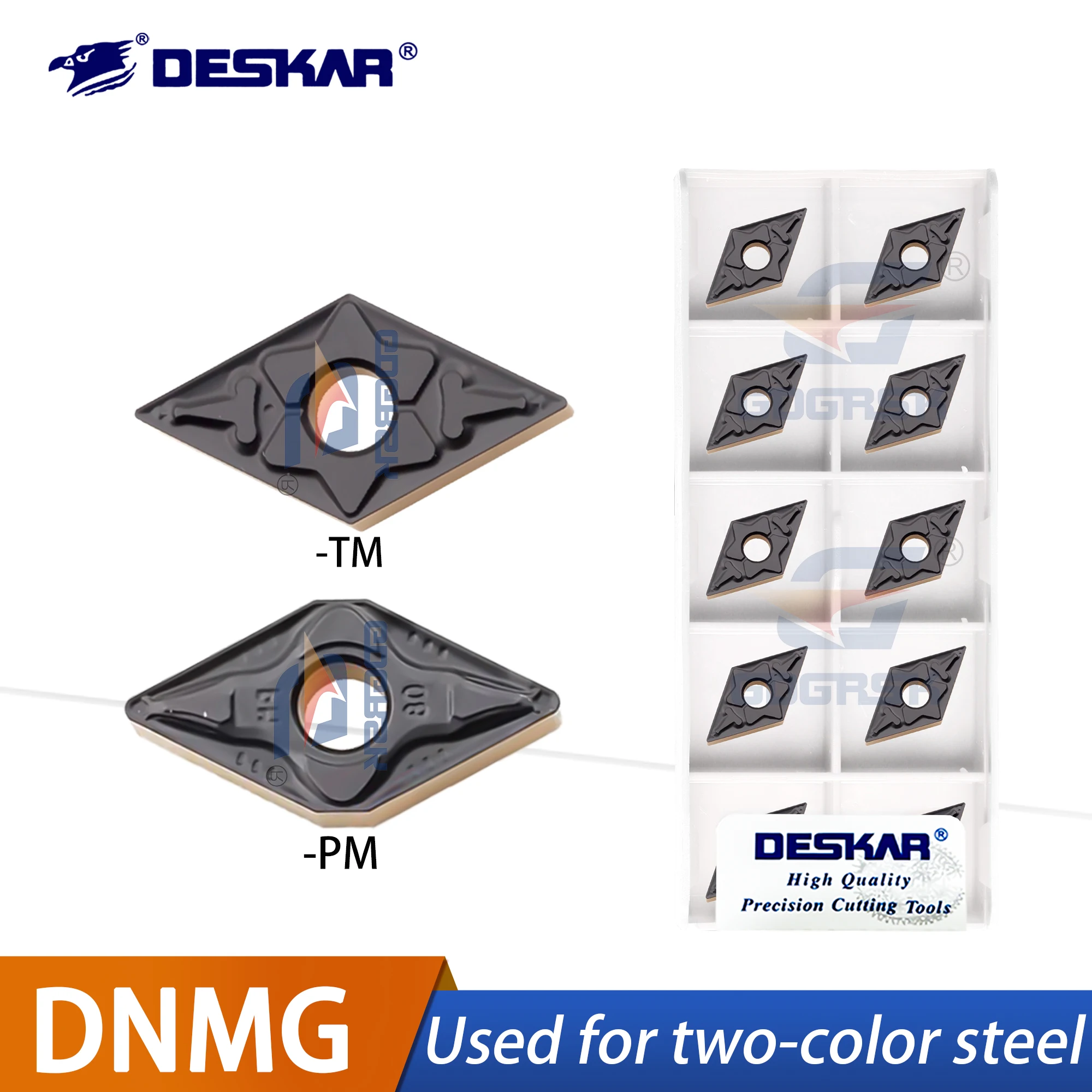 

DESKAR 100% Original Numerical Control Lathe Double Color Turning Blades DNMG150404-TM/PM LF9218 Steel Components Cutting Tools