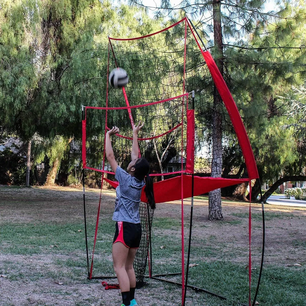 8x11Ft Volleyball Practice Net Station Great for Hitting and Serving Drills Team and Solo Training Equipment Ball Return Aids