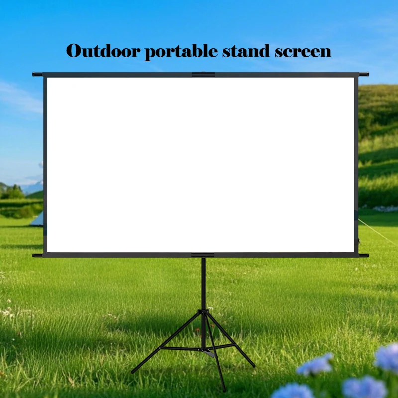 

Portable stand screen 84 inches. High definition projector adaptation. Outdoor projection is essential. Easy to install.