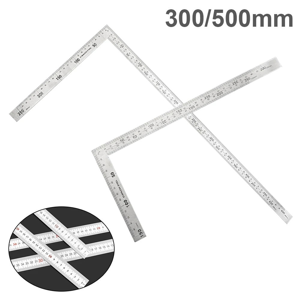 1 Piece Angle Rulers 150 x 300mm /250 x 500mm 90 Degree Stainless Steel Right Angle Ruler for Woodworking / Office